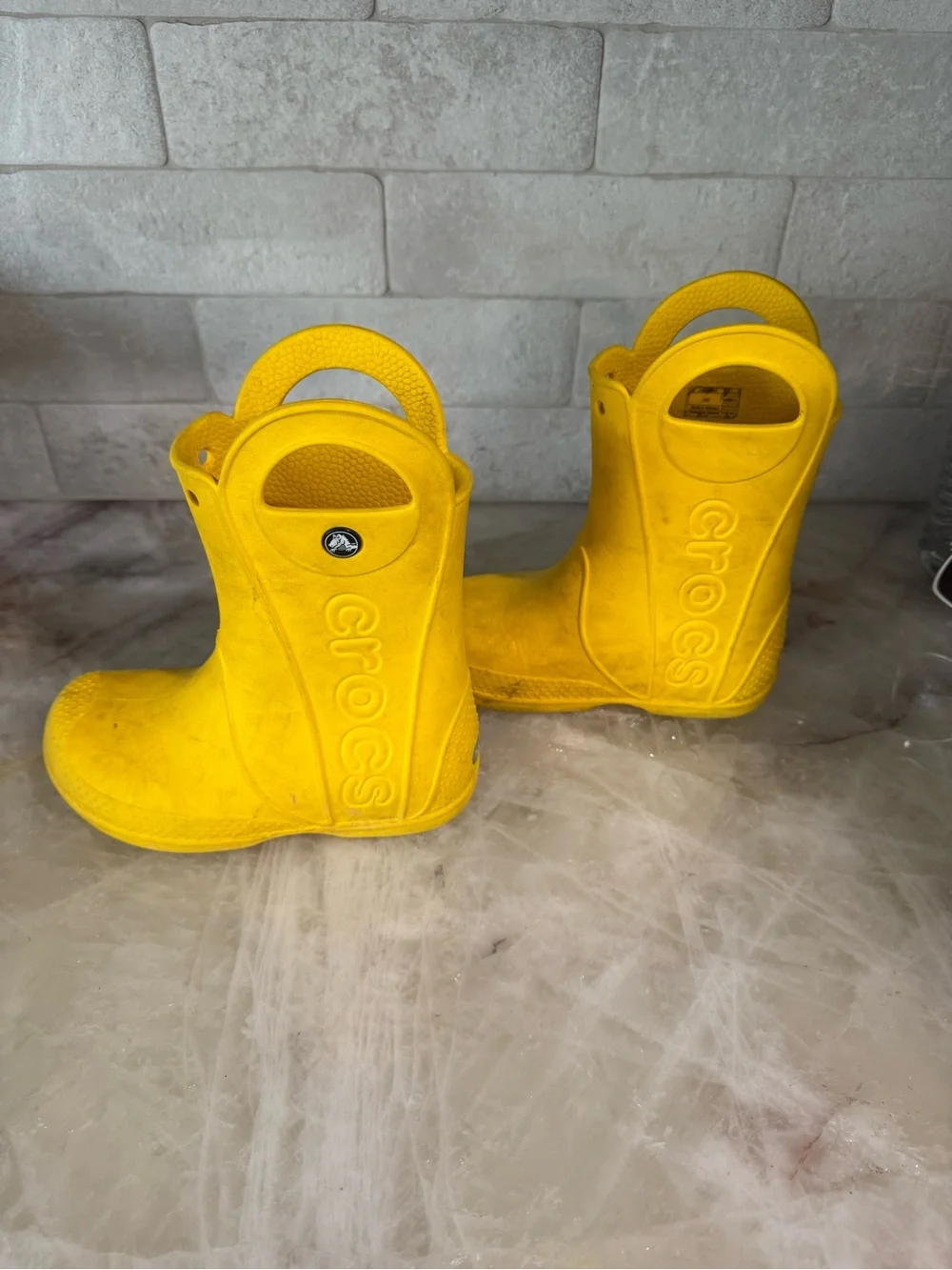 CROCS Kids Bright Yellow Pull-On Rain Boots